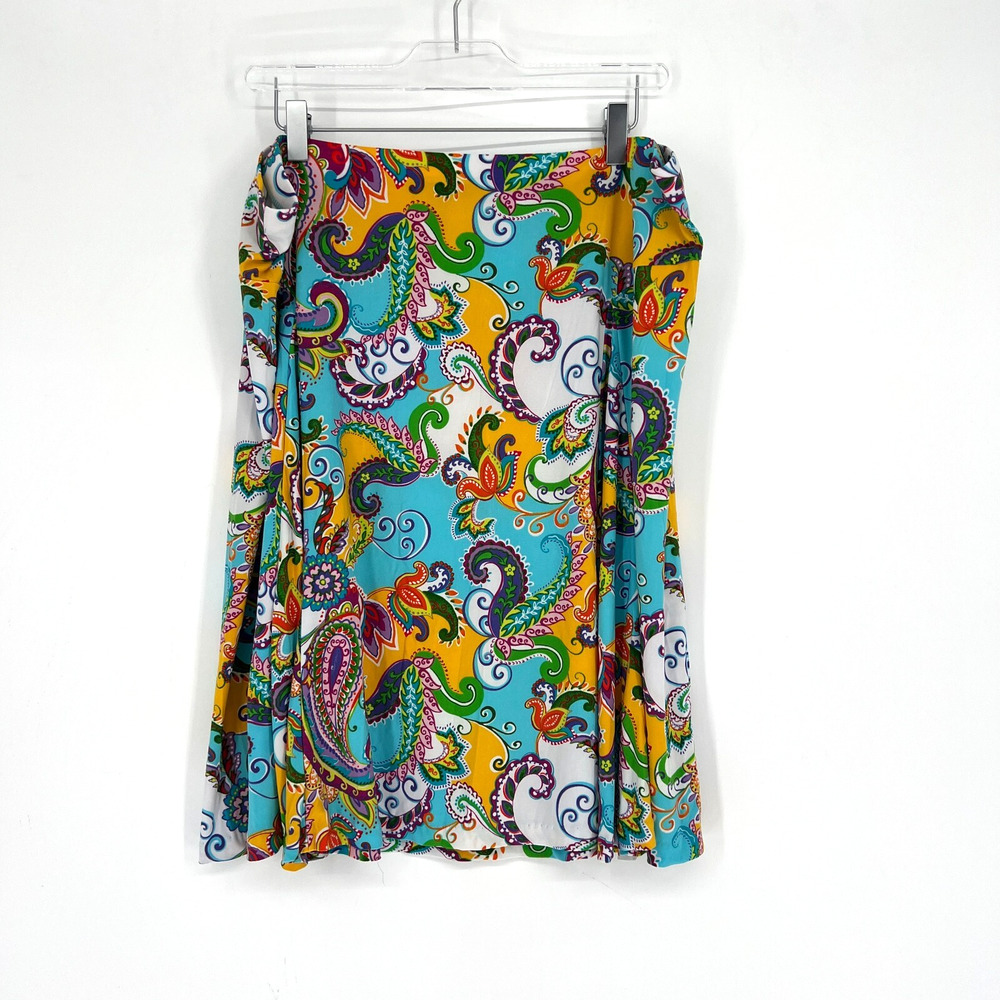 Ralph Lauren Skirt Womens XL Paisley Colorful Short Stretchy Resort‎ Old Money